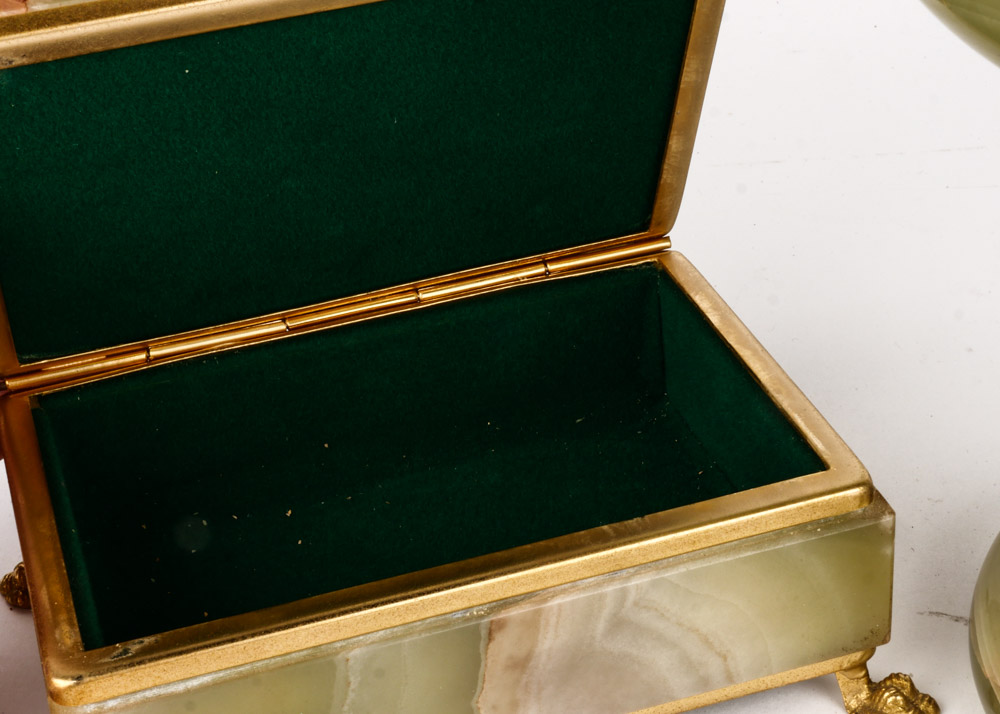 Pair of Green Stone Items