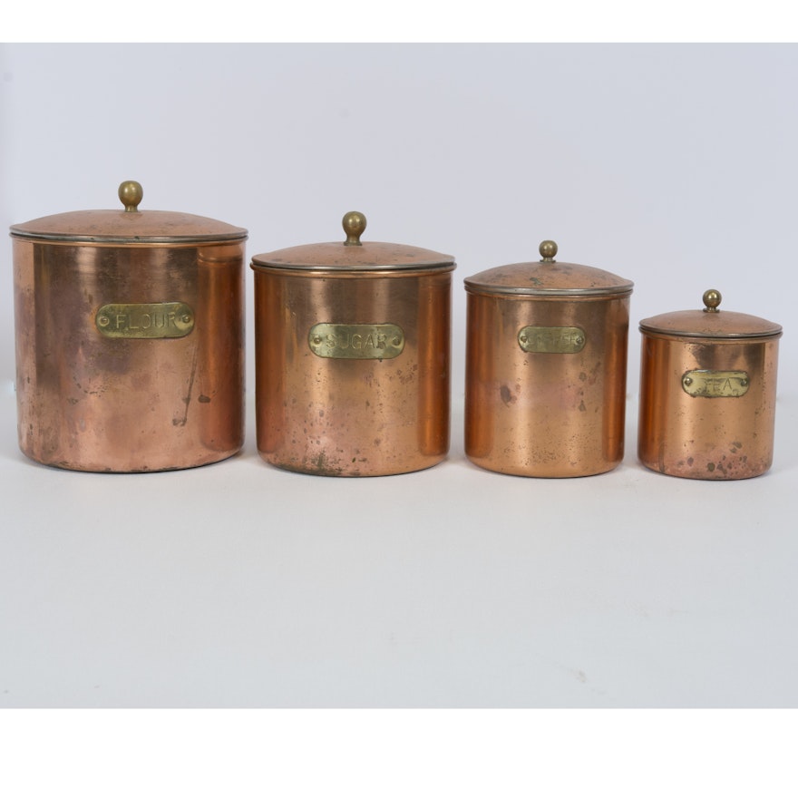 Vintage Copper Kitchen Canisters