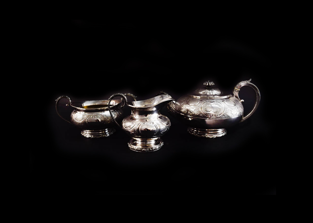 Ornate John Watson & Son Sheffield Plated Silver Tea Service