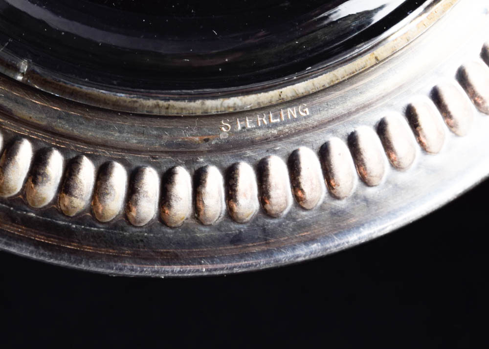 Collection of Glass Dishes with Sterling Silver Bases