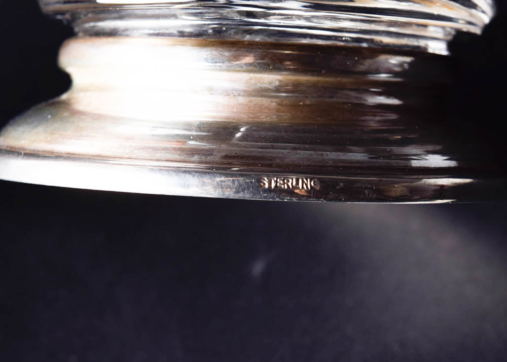 Collection of Glass Dishes with Sterling Silver Bases