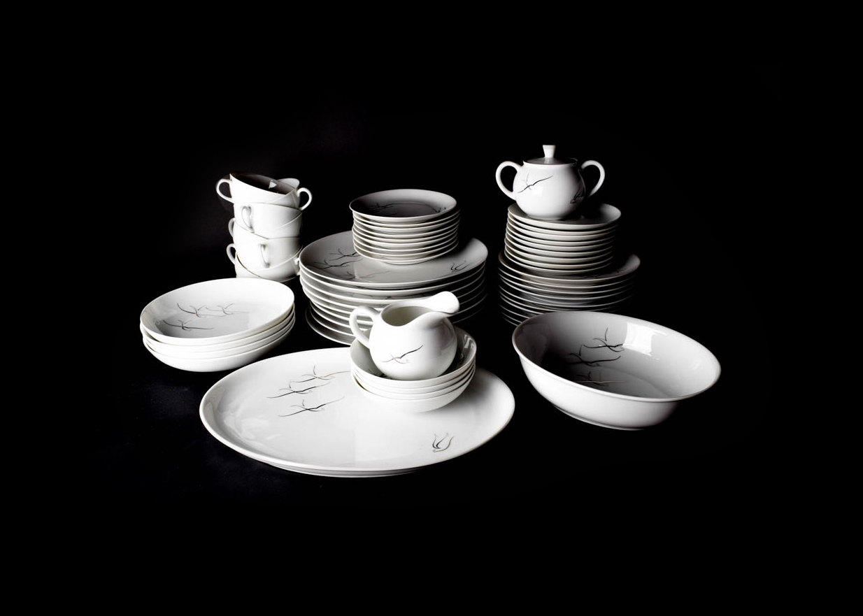 Set of Hand Painted Silver Slight Arzberg China