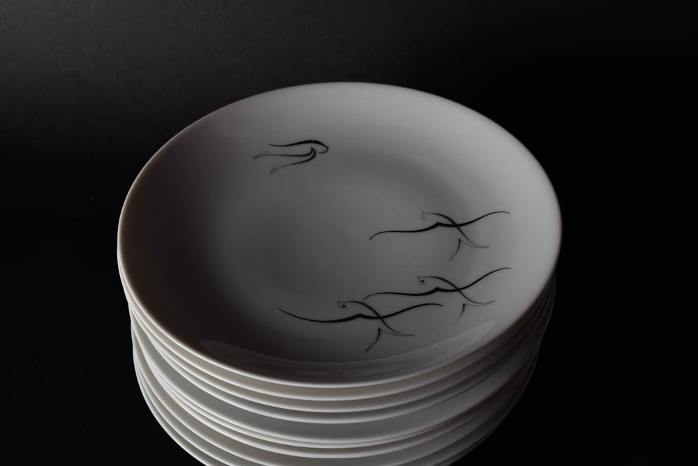 Set of Hand Painted Silver Slight Arzberg China