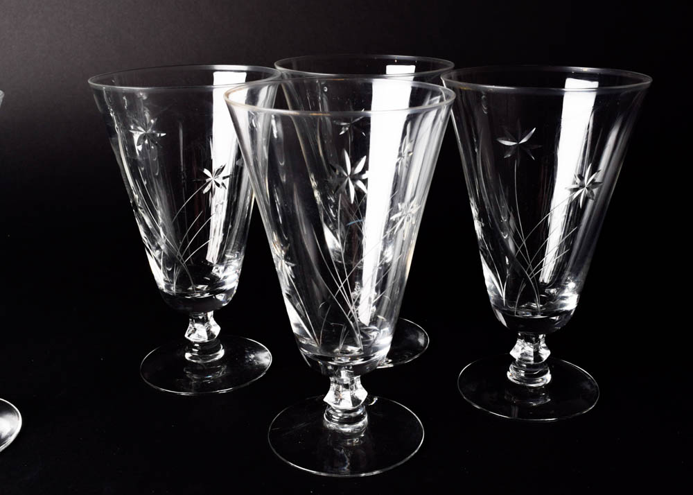 Set of Fostoria Cut Glass Parfait Glasses and Wine Glasses