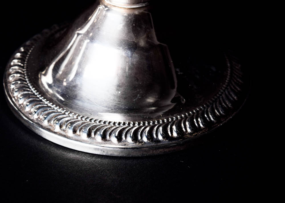 Collection of Etched Glass Vessels with Sterling Silver Detail