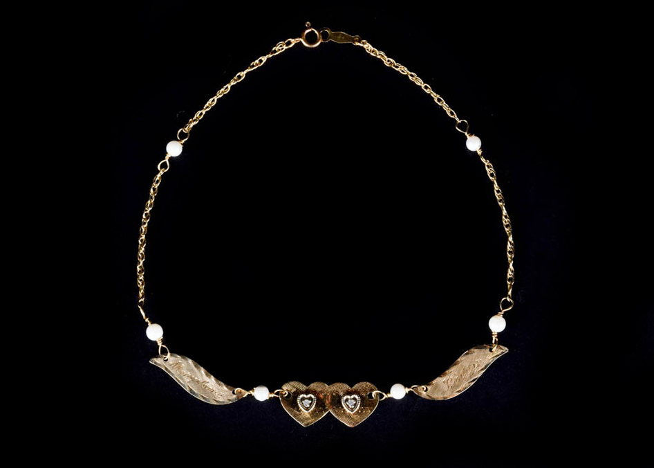 14K Gold Diamond and Pearl Anklet