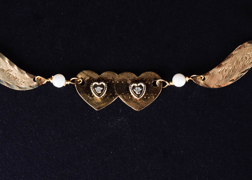 14K Gold Diamond and Pearl Anklet