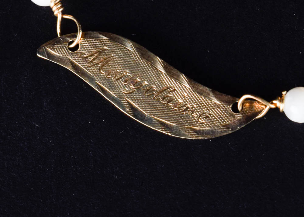 14K Gold Diamond and Pearl Anklet