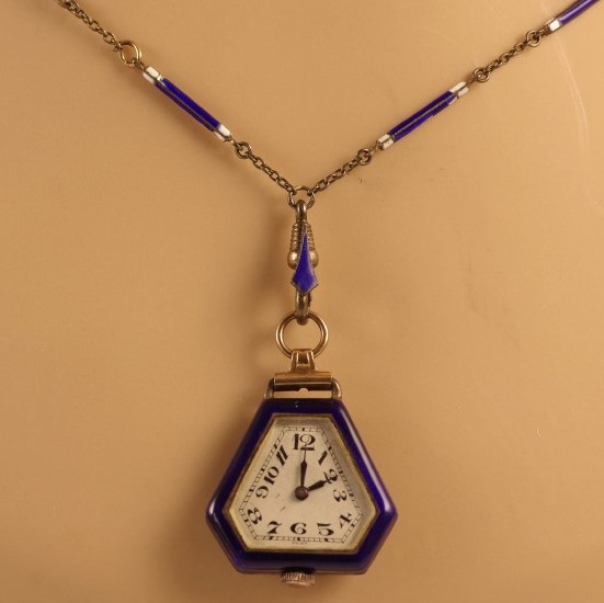 Art Deco Juvenia Sterling Silver Argent Dore Pendant Watch