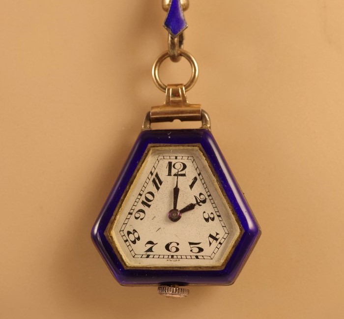 Art Deco Juvenia Sterling Silver Argent Dore Pendant Watch