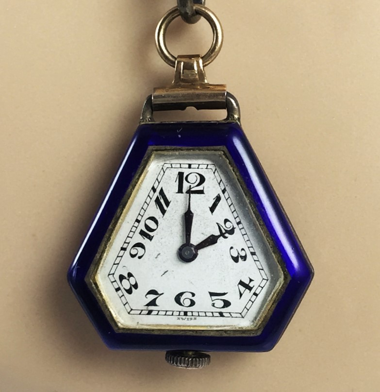 Art Deco Juvenia Sterling Silver Argent Dore Pendant Watch