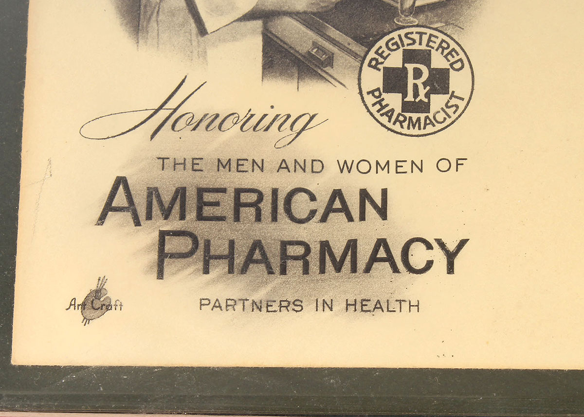 Framed Vintage American Pharmacy 8 Cent Stamps on Envelope