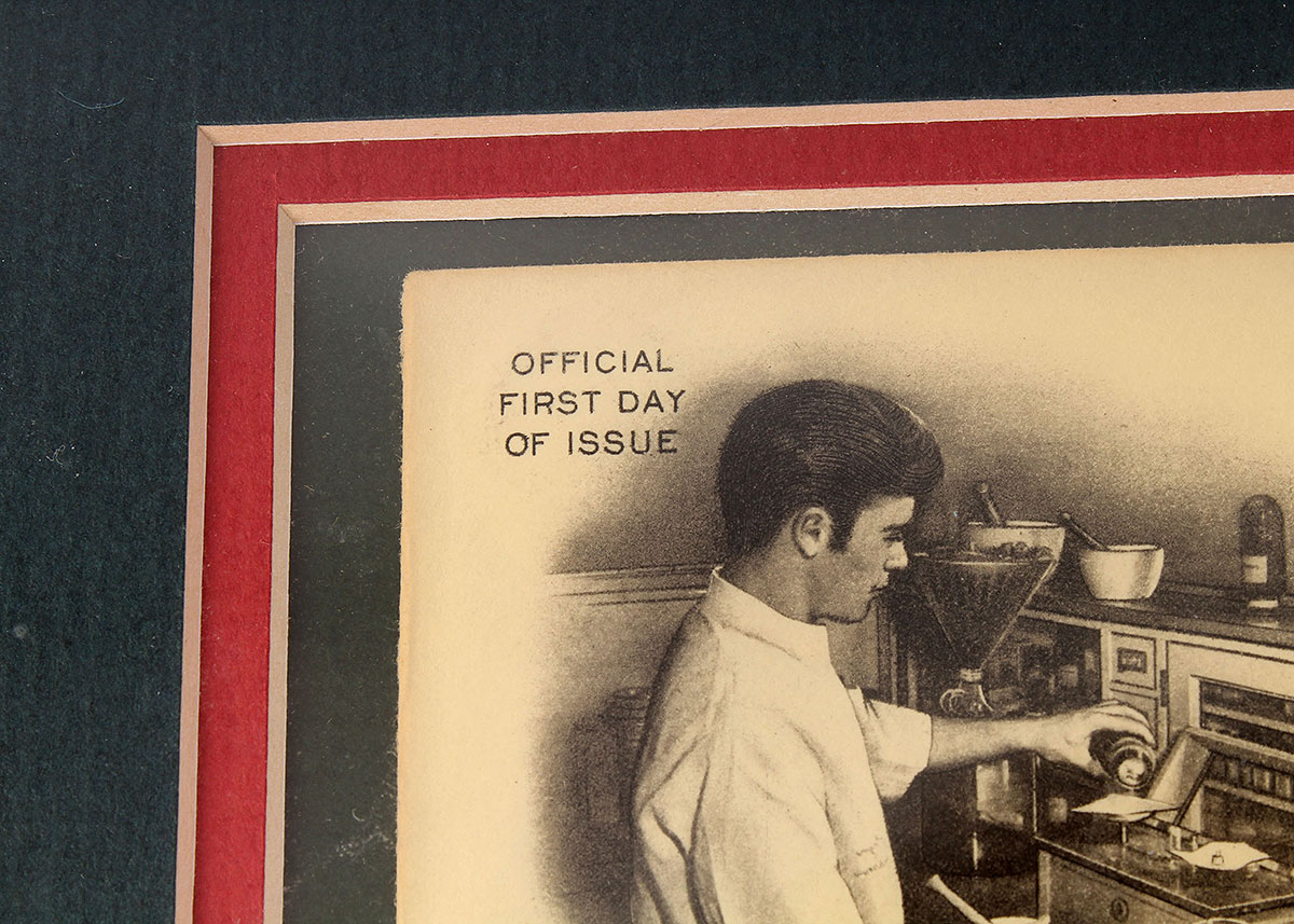 Framed Vintage American Pharmacy 8 Cent Stamps on Envelope