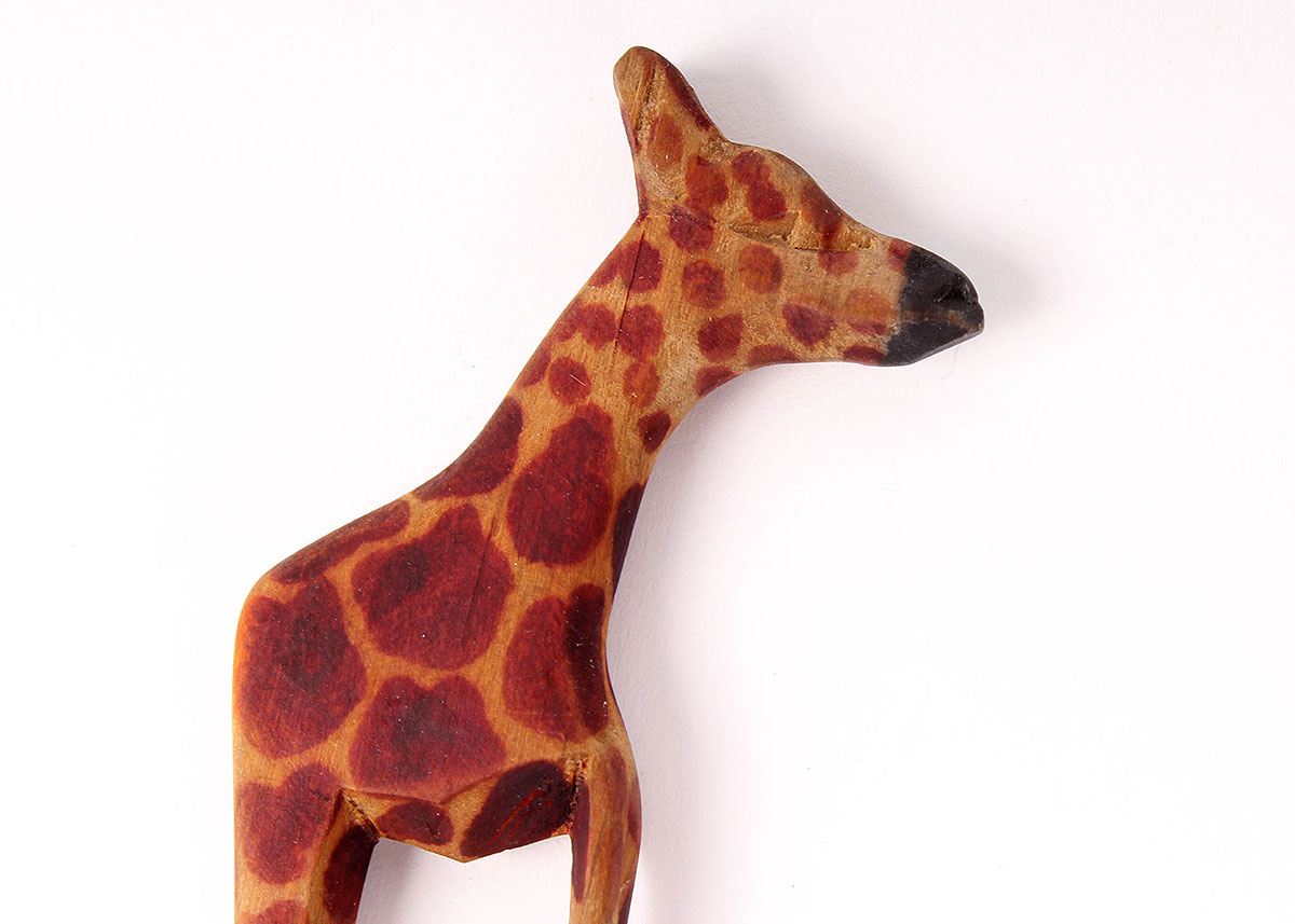 Wooden Salad Bowl with Animal Utensils