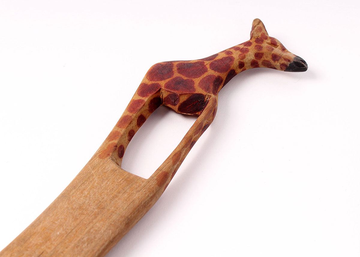 Wooden Salad Bowl with Animal Utensils