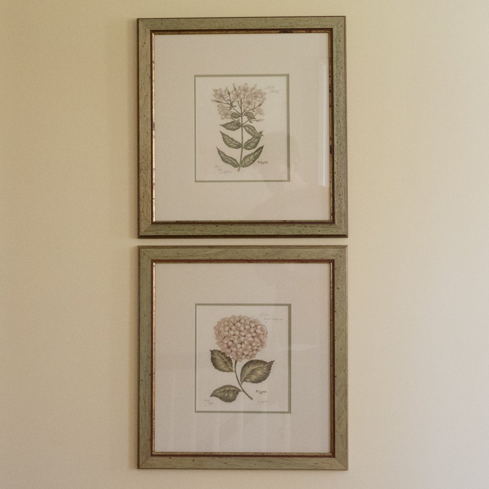 Pair of Signed Offset Lithograph Floral Prints