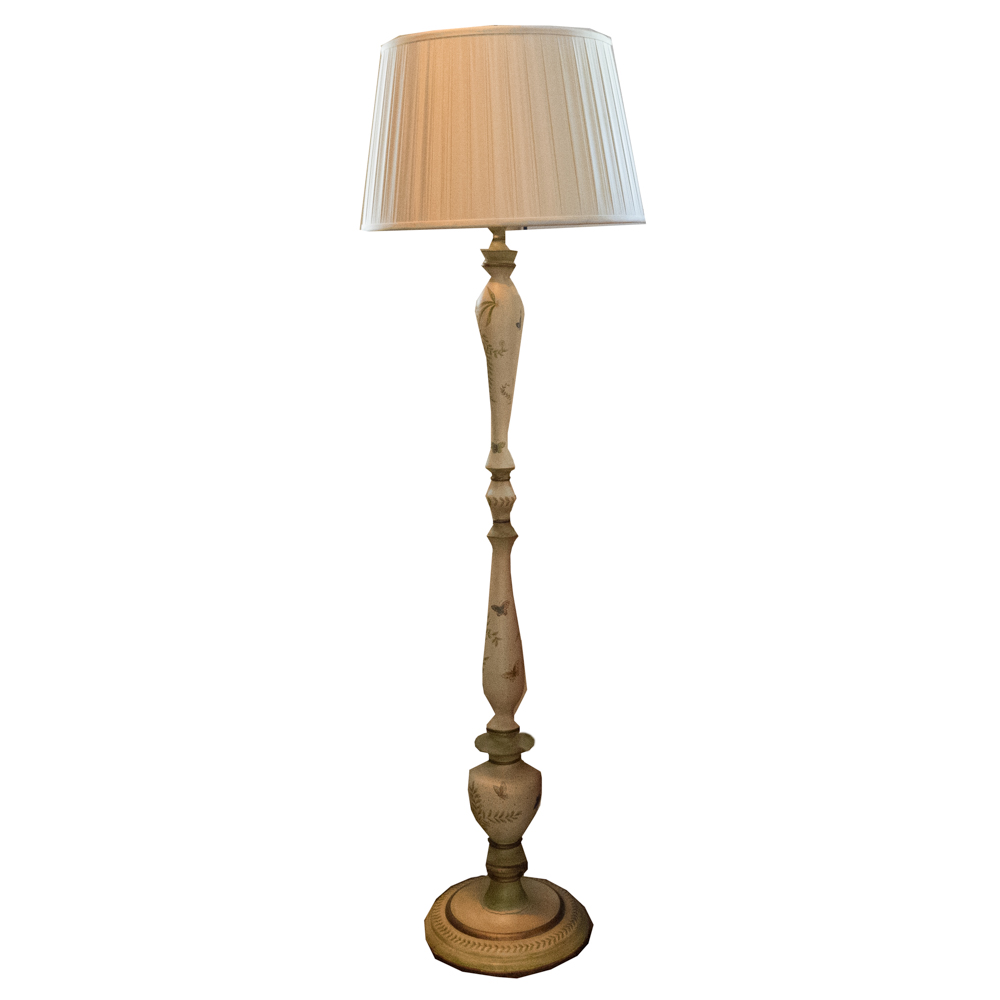 Hand-Painted Butterfly Motif Floor Lamp