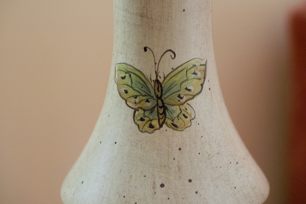 Hand-Painted Butterfly Motif Floor Lamp