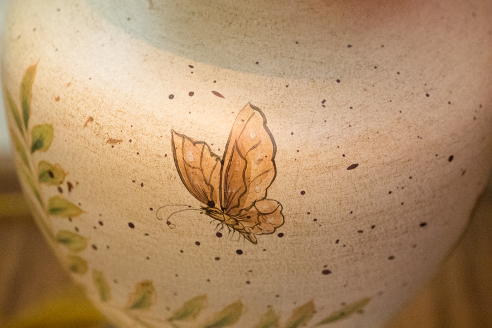 Hand-Painted Butterfly Motif Floor Lamp