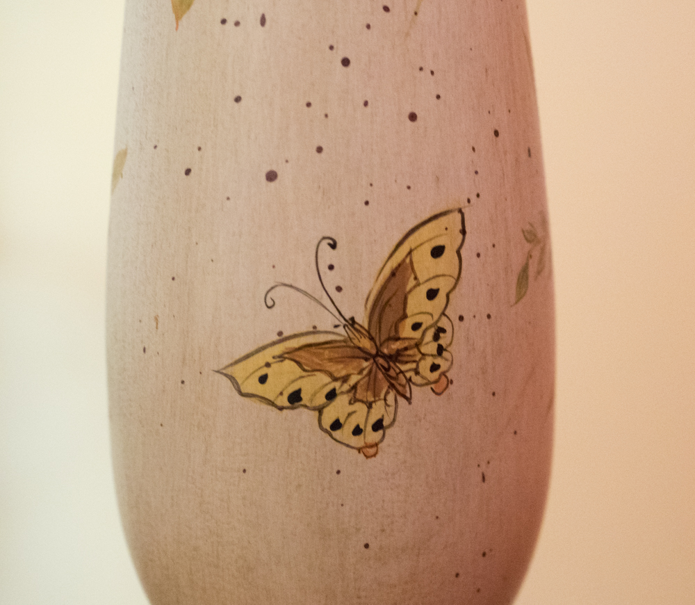 Hand-Painted Butterfly Motif Floor Lamp