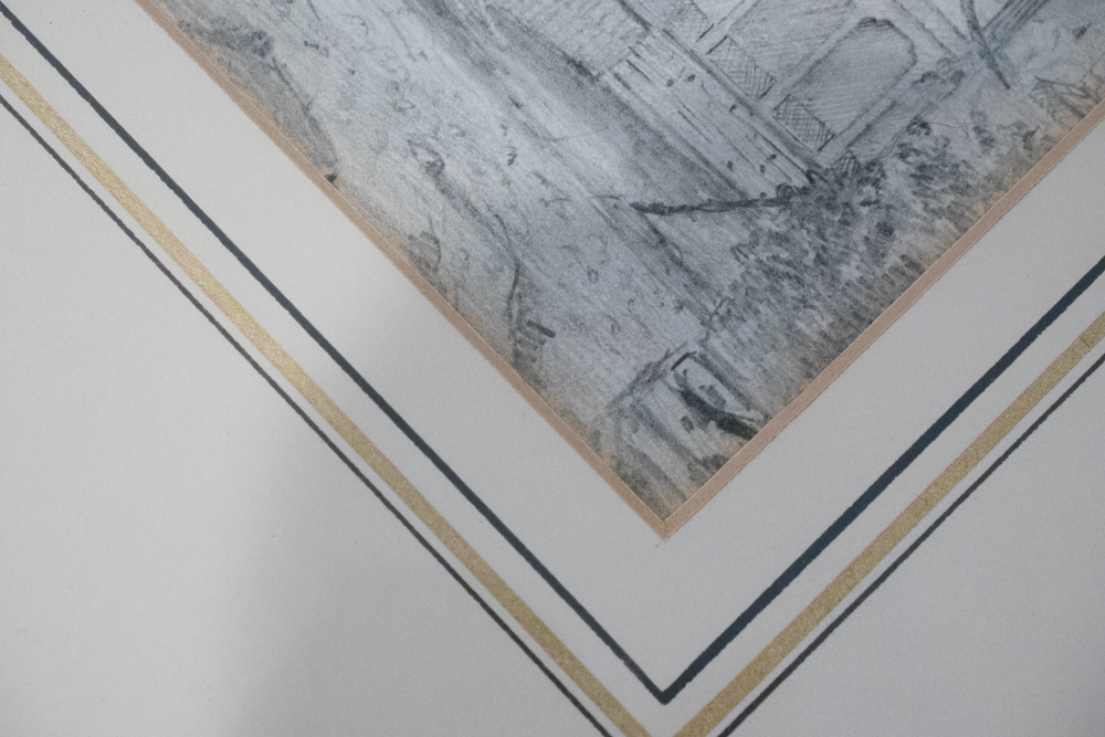 Framed 19th Century Pencil Sketch of a Landscape