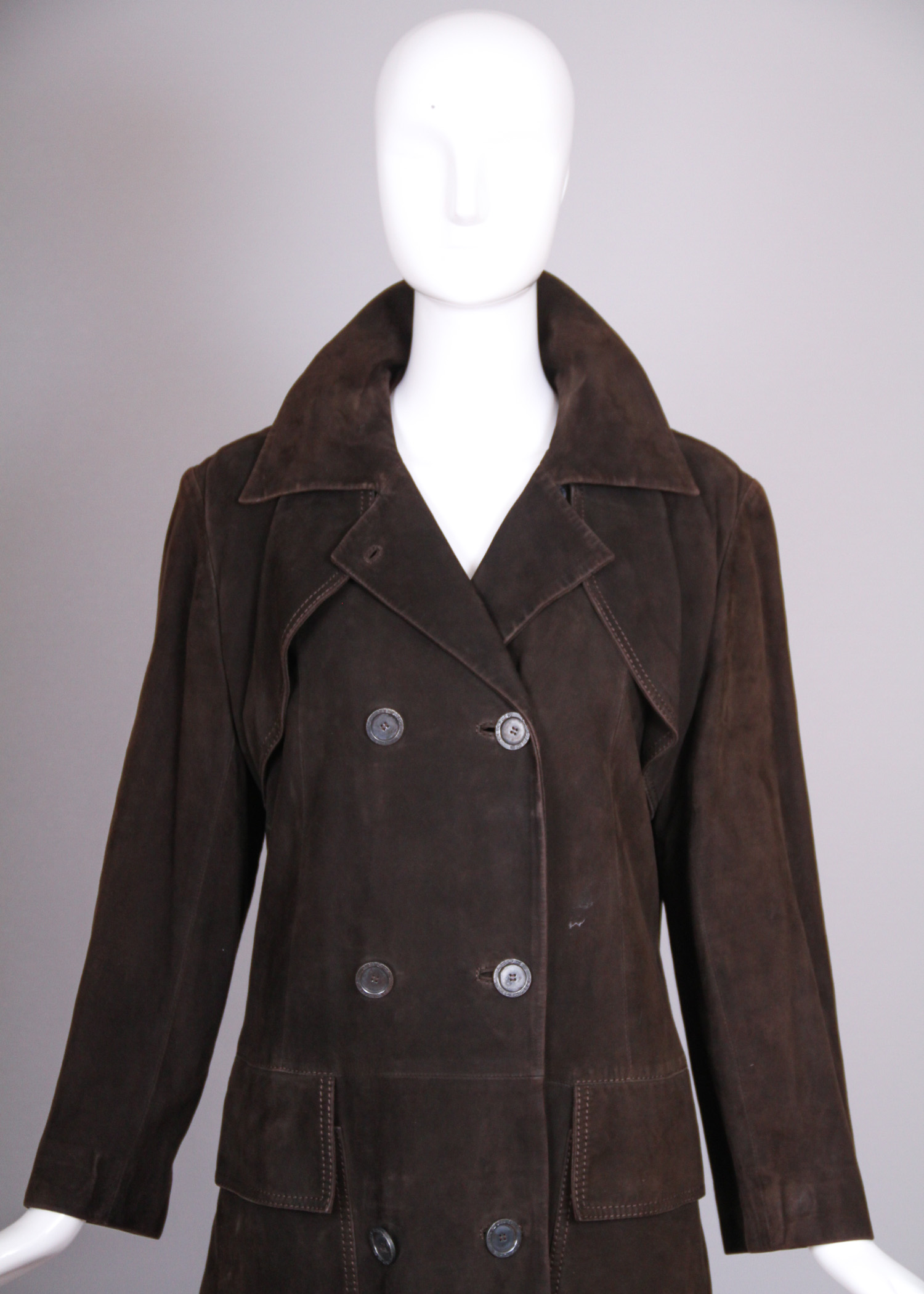 Vintage Hermès Brown Suede Shearling Coat and Matching Skirt