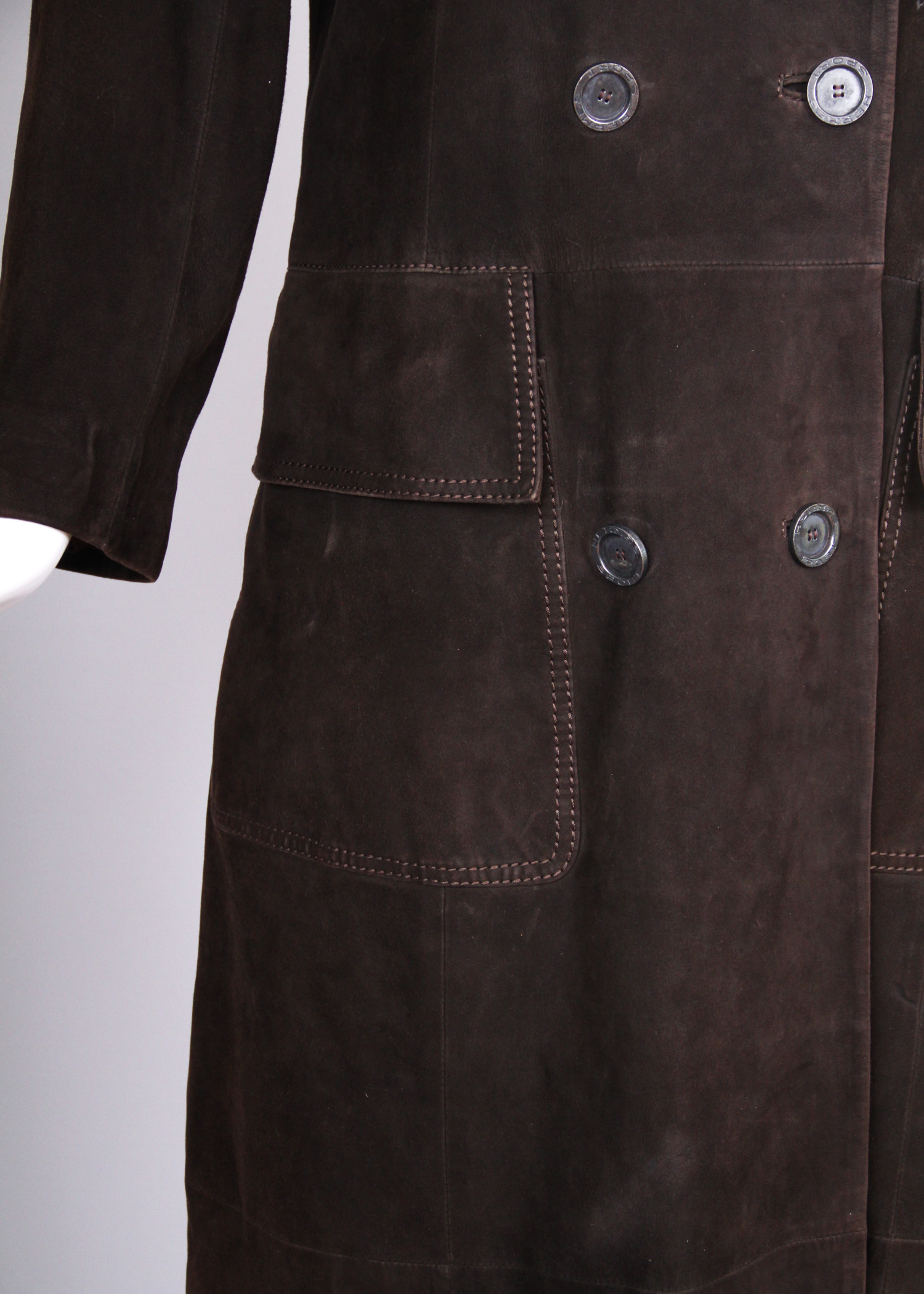 Vintage Hermès Brown Suede Shearling Coat and Matching Skirt