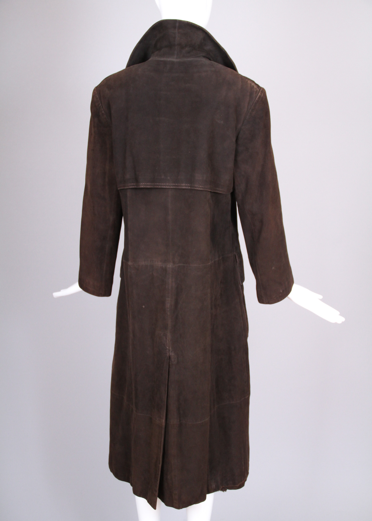 Vintage Hermès Brown Suede Shearling Coat and Matching Skirt