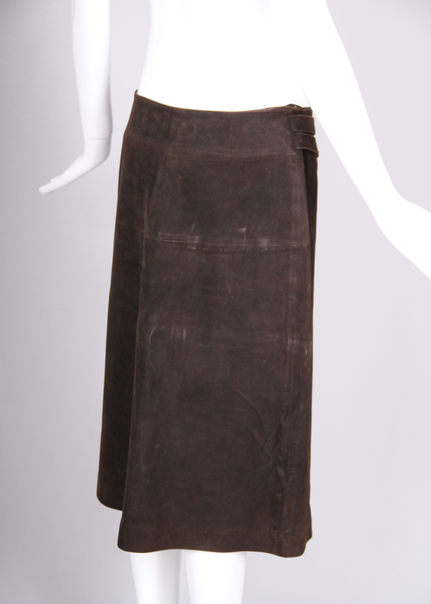 Vintage Hermès Brown Suede Shearling Coat and Matching Skirt