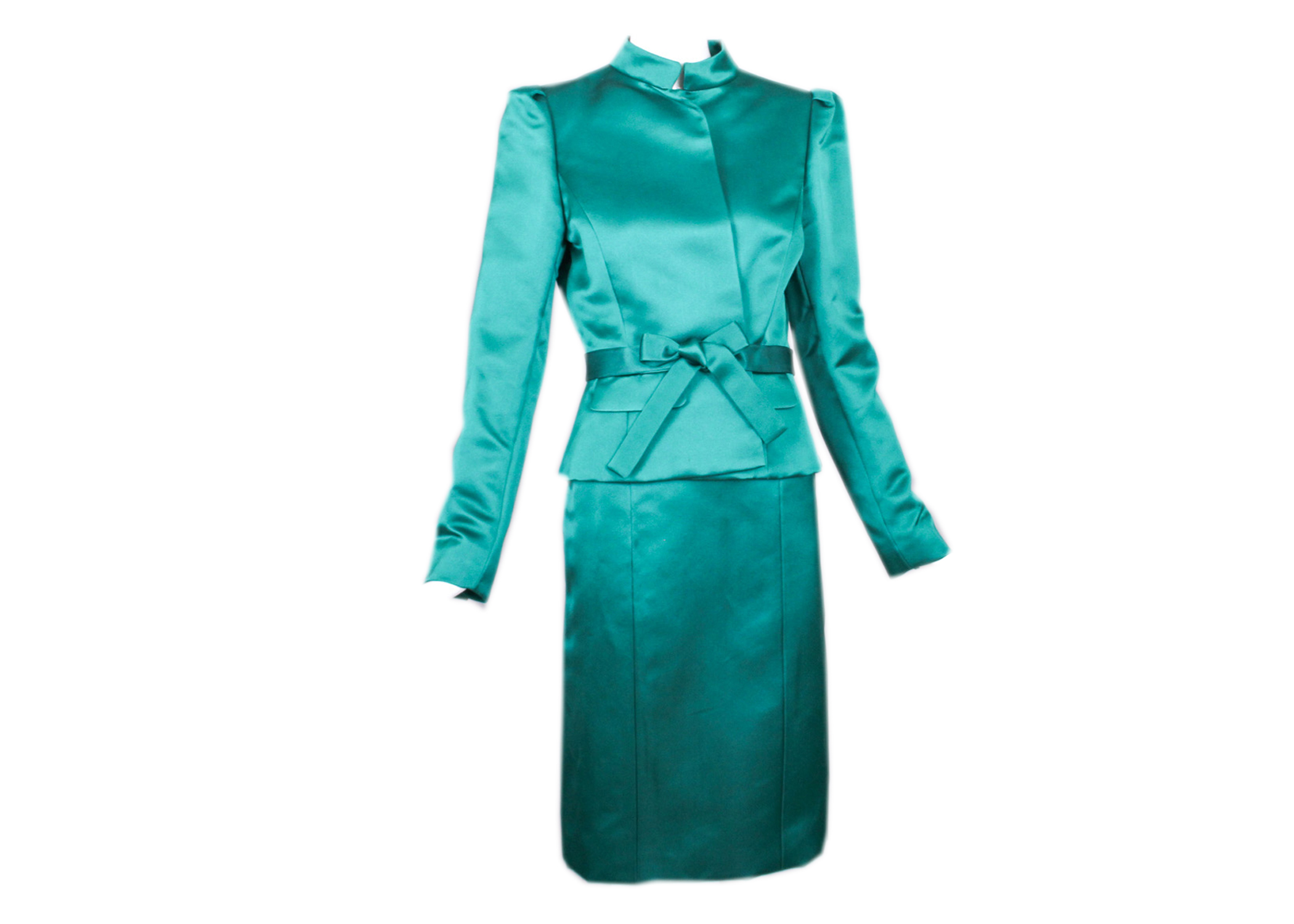 Oscar De La Renta Satin Jacket and Skirt Ensemble