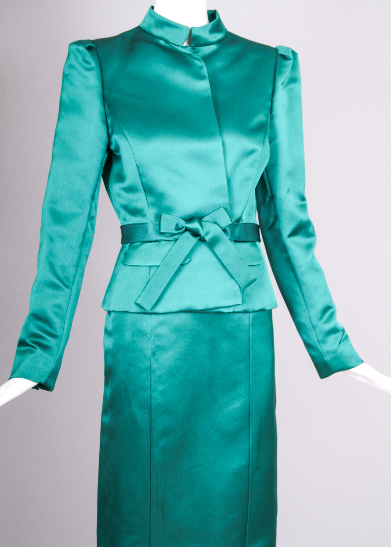 Oscar De La Renta Satin Jacket and Skirt Ensemble