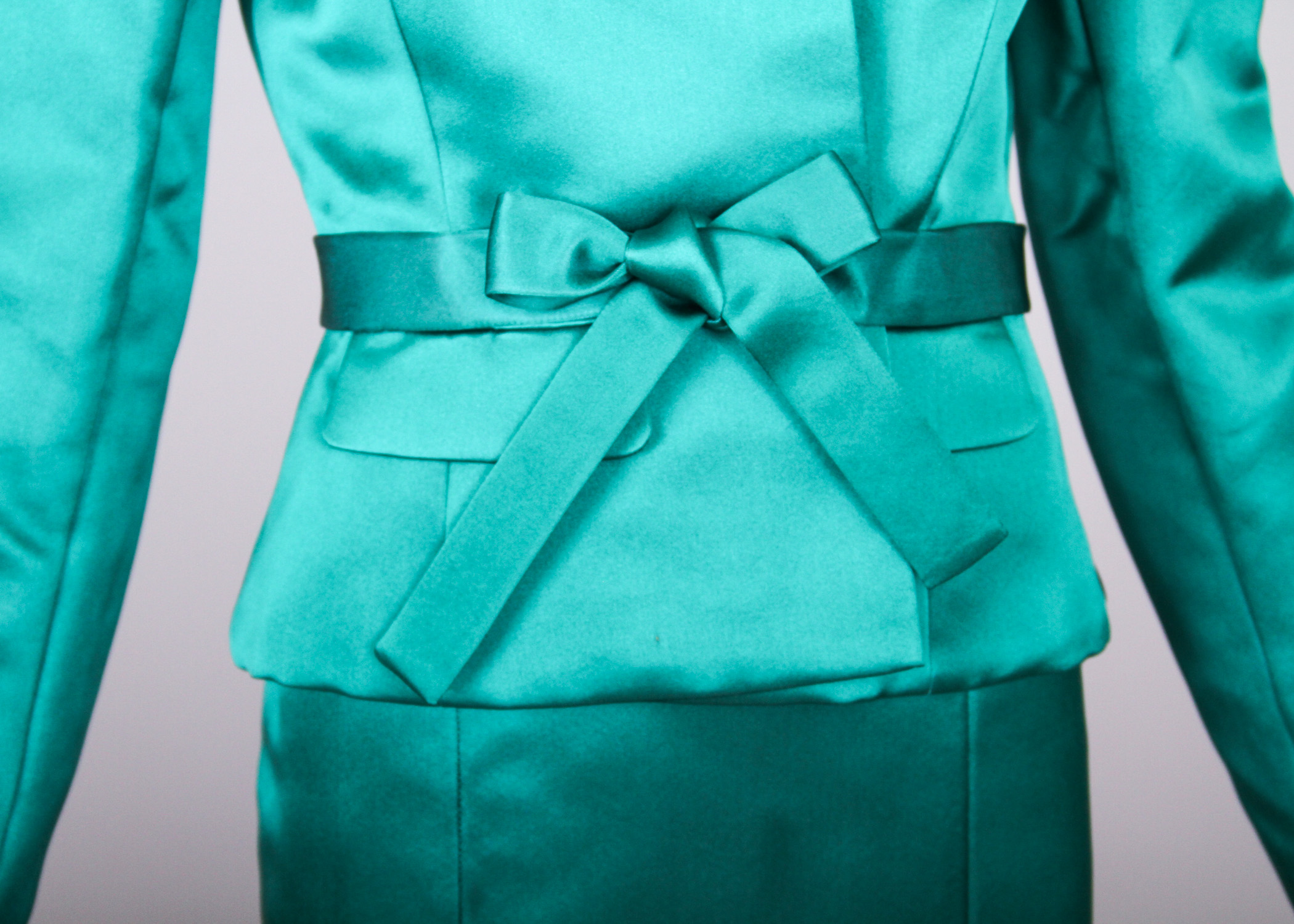 Oscar De La Renta Satin Jacket and Skirt Ensemble