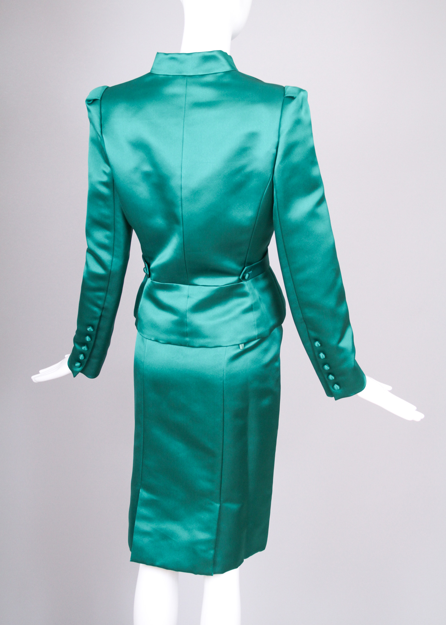 Oscar De La Renta Satin Jacket and Skirt Ensemble