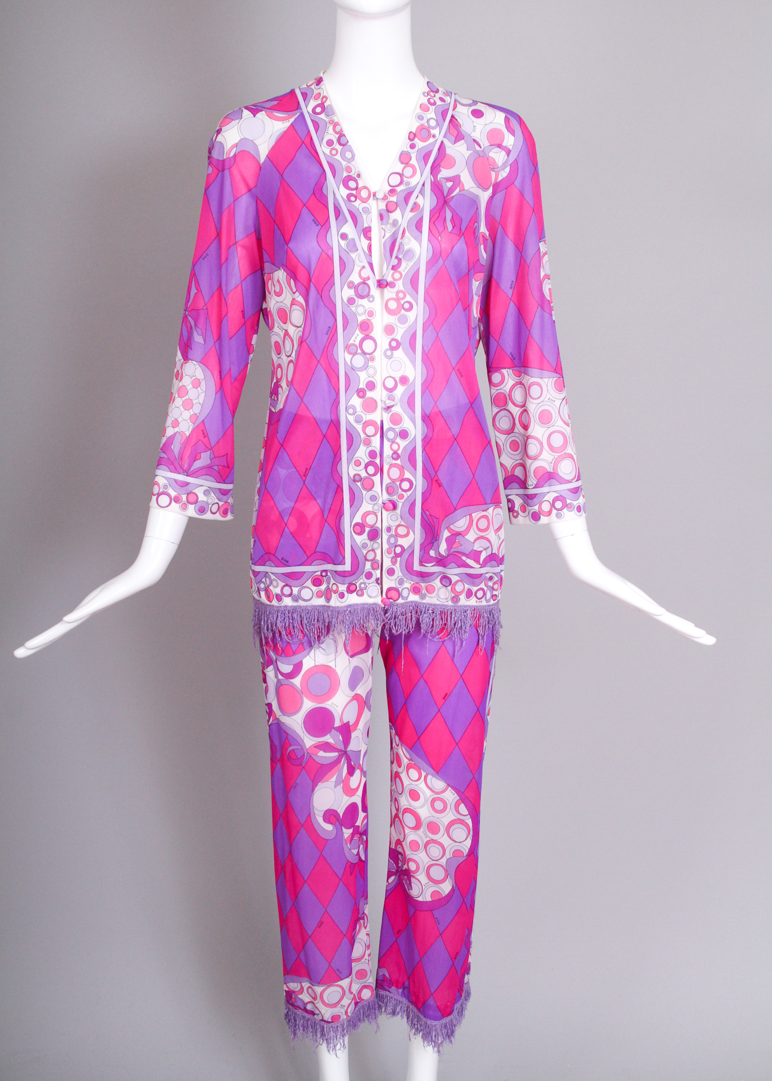 Vintage Emilio Pucci Fringed Top and Pants Ensemble