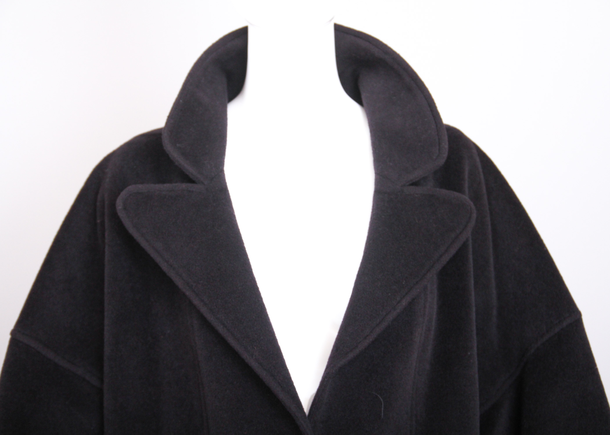 Vintage Chanel Black Wool Coat with Oversized Chanel Buttons