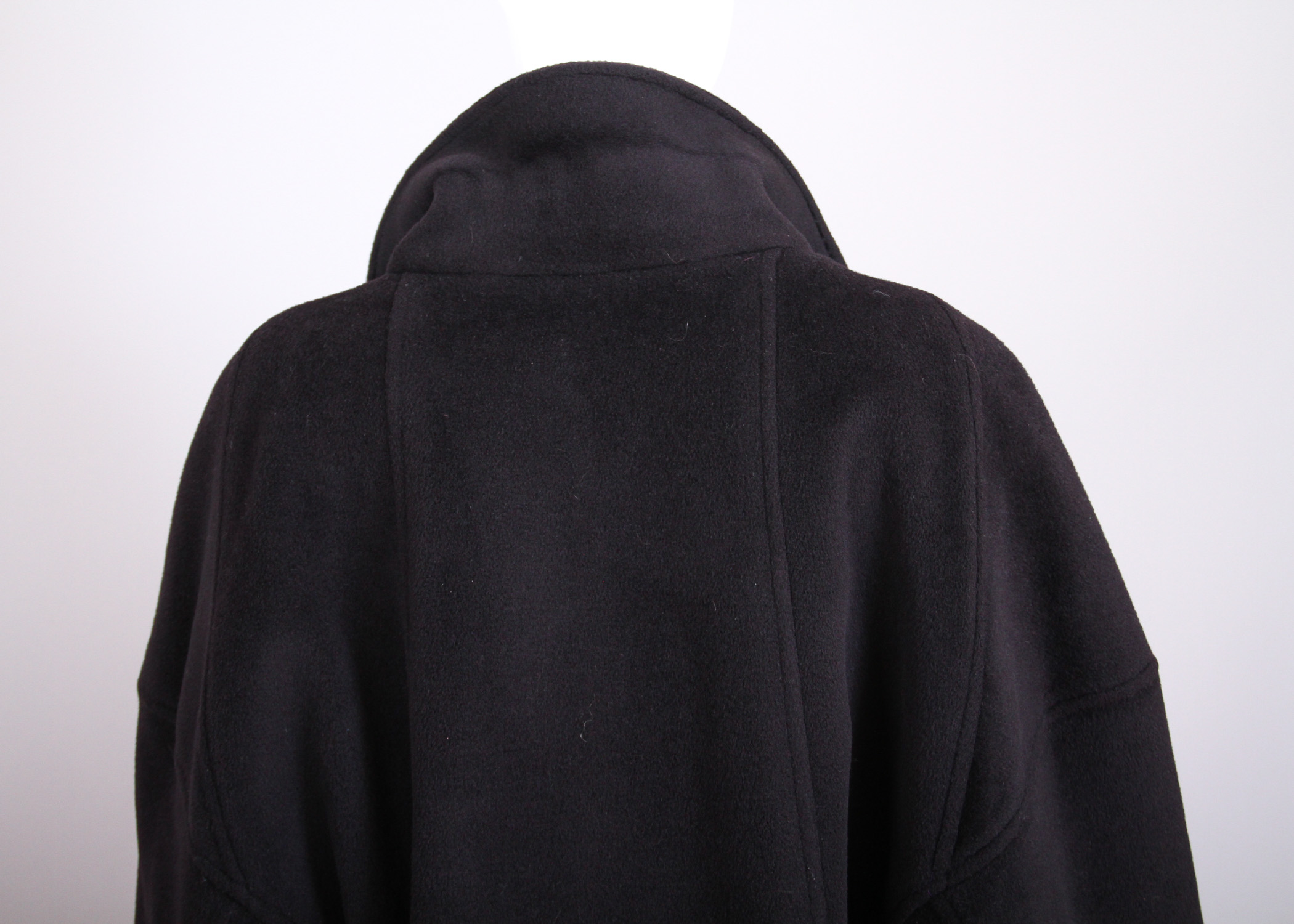 Vintage Chanel Black Wool Coat with Oversized Chanel Buttons