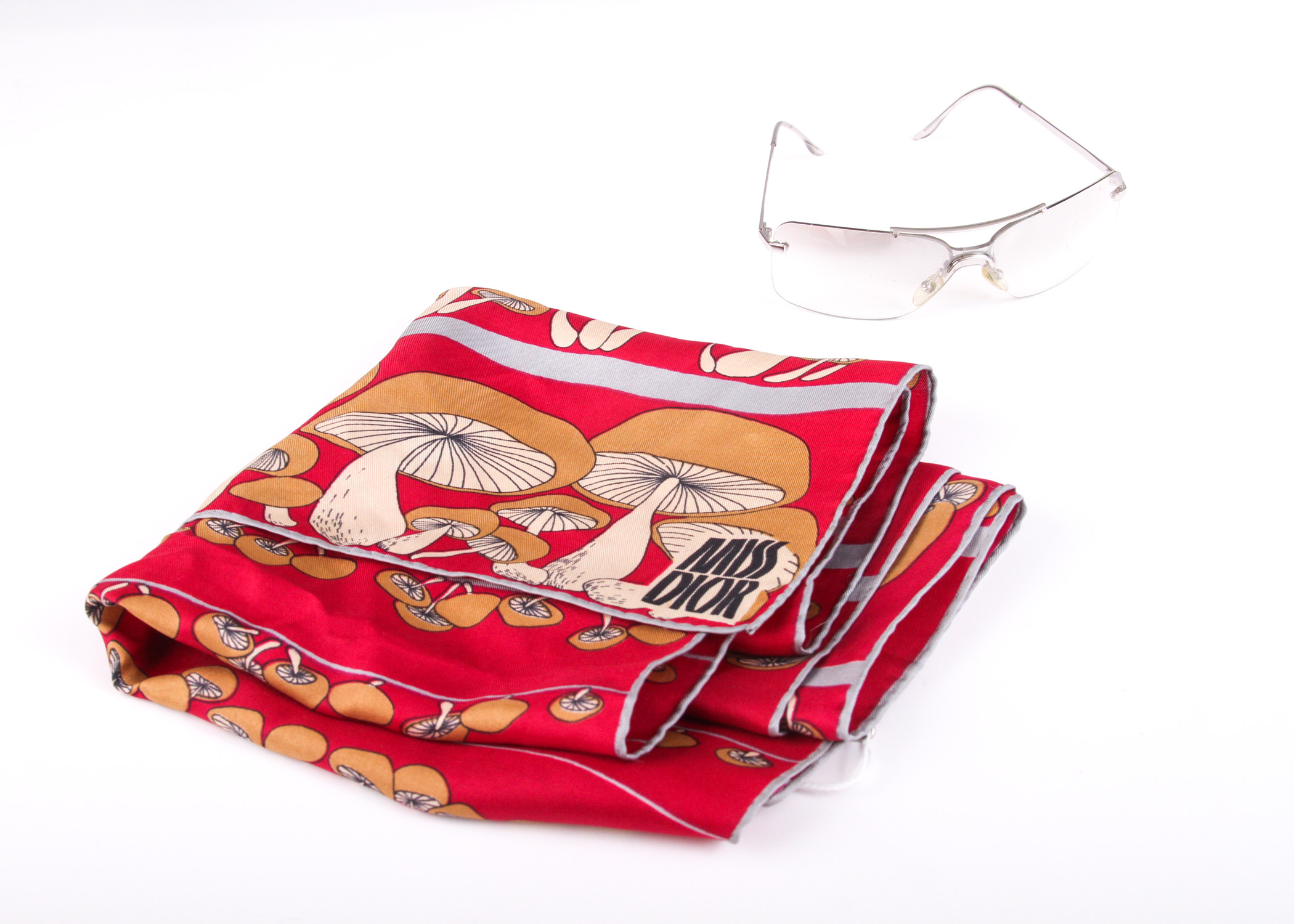 Dior Mini Motard Sunglasses and Vintage Dior Silk Scarf