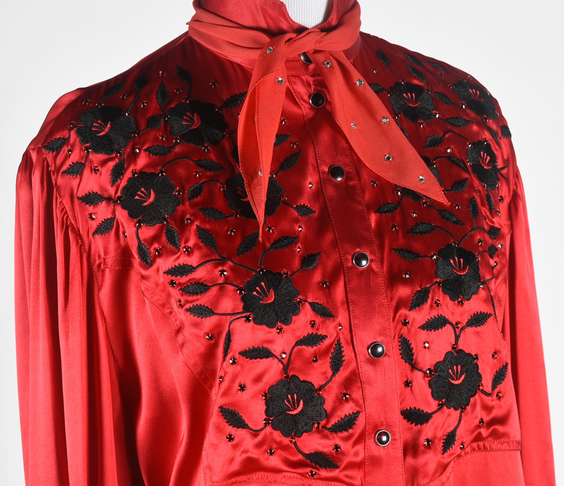 Manuel Custom Made Embroidered Blouse and Pants Embellished with Swarovski Crystal Rhinestones