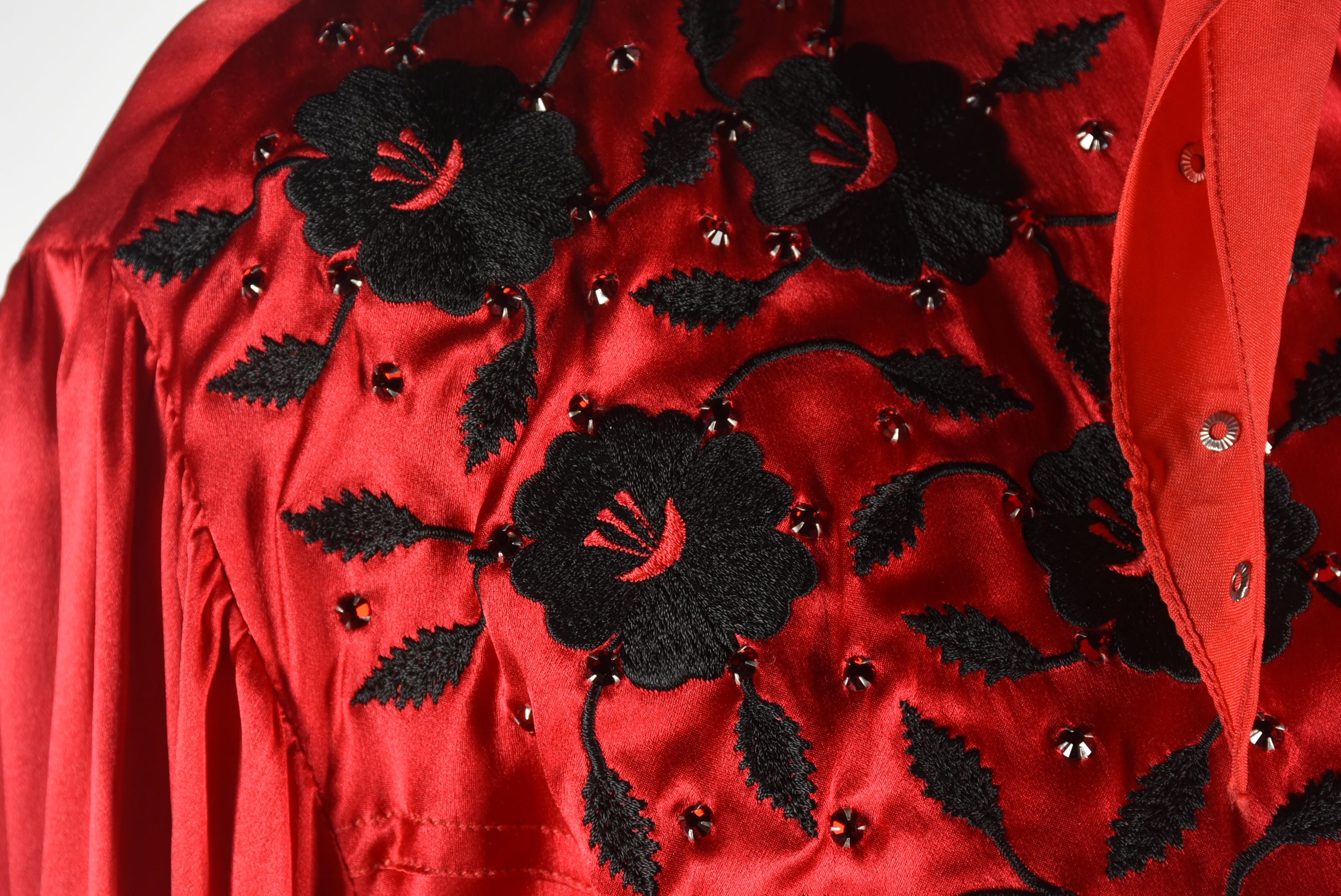 Manuel Custom Made Embroidered Blouse and Pants Embellished with Swarovski Crystal Rhinestones