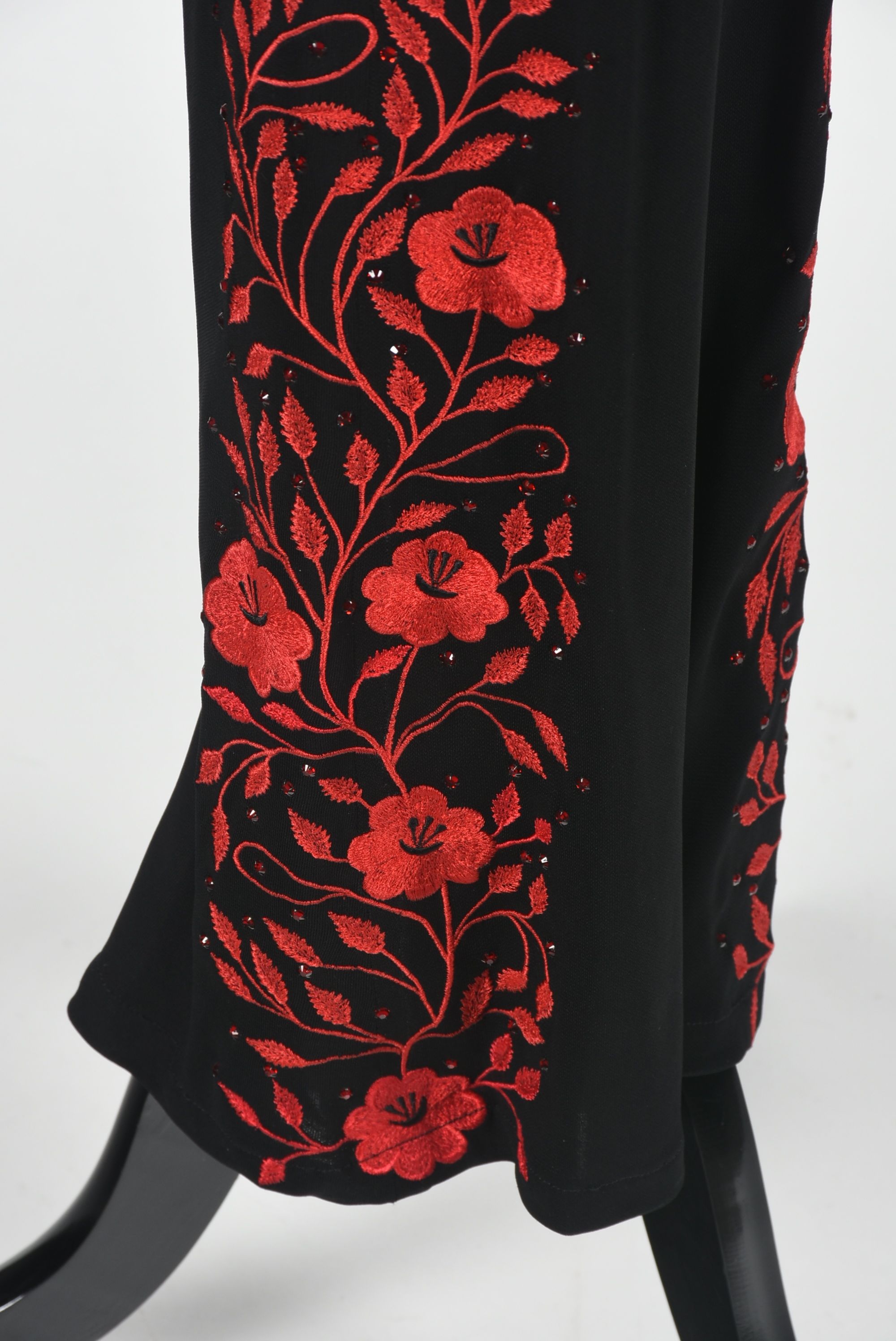 Manuel Custom Made Embroidered Blouse and Pants Embellished with Swarovski Crystal Rhinestones