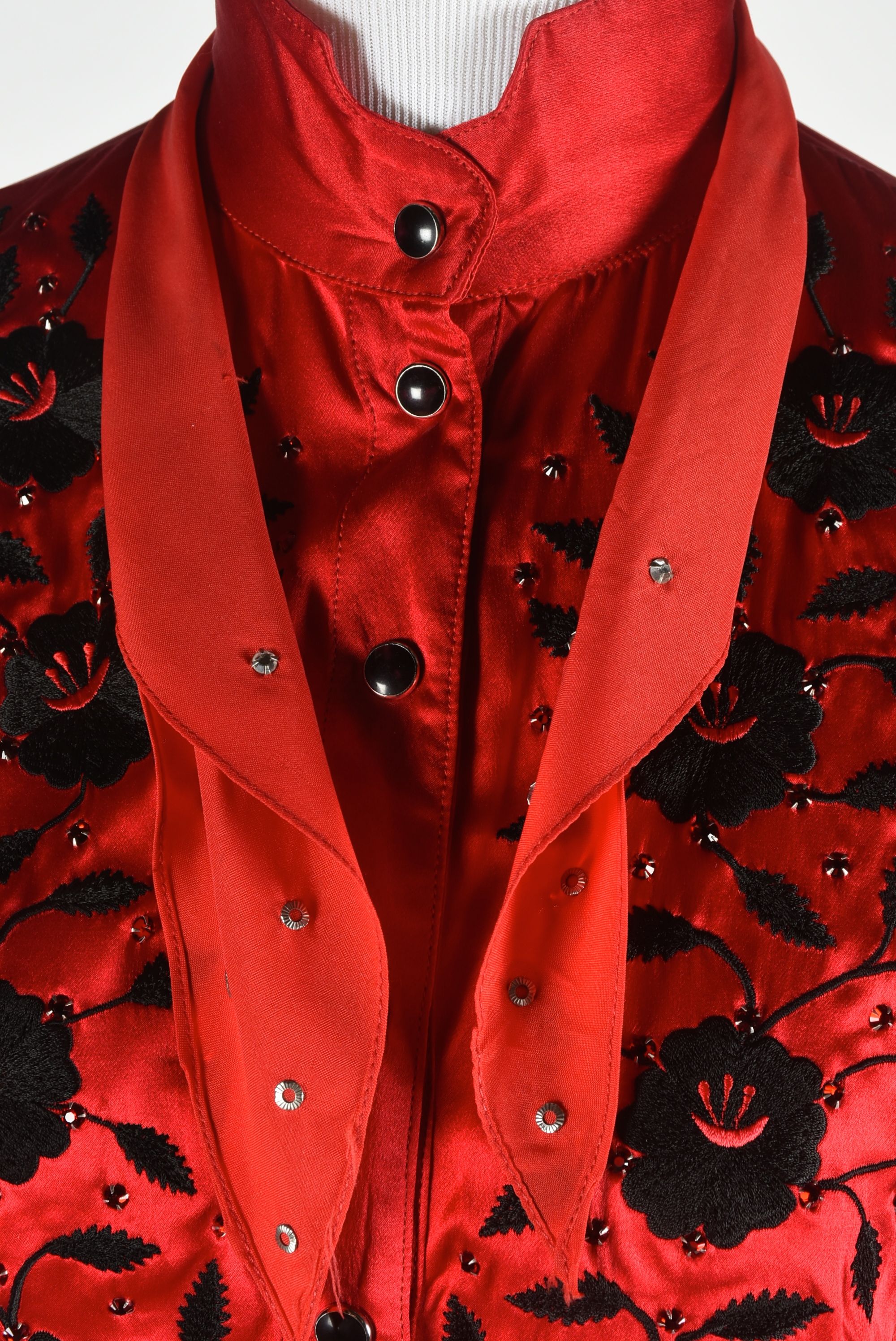 Manuel Custom Made Embroidered Blouse and Pants Embellished with Swarovski Crystal Rhinestones