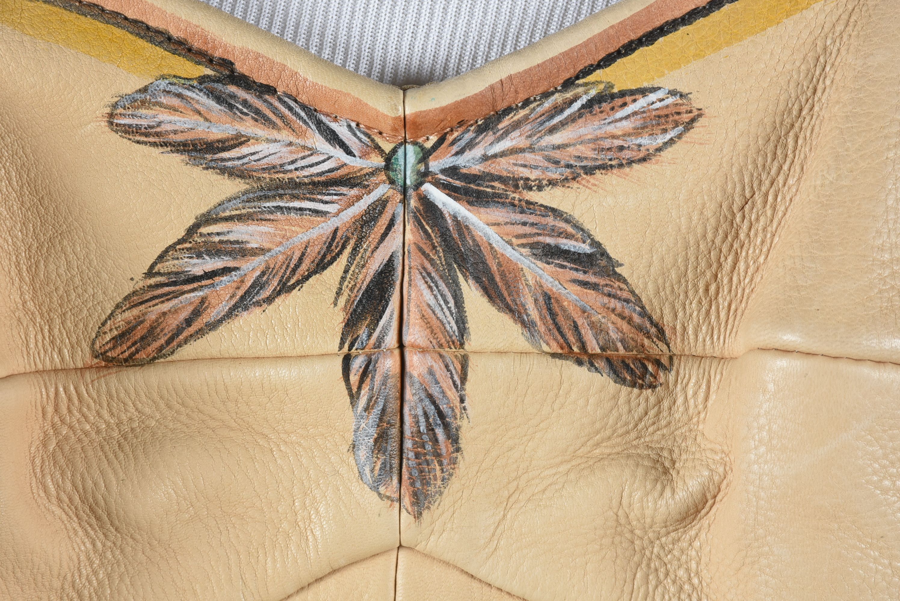 Good Medicine Collection Hand Painted Deer Skin Leather Ensemble in a Southwestern Motif with Fringe