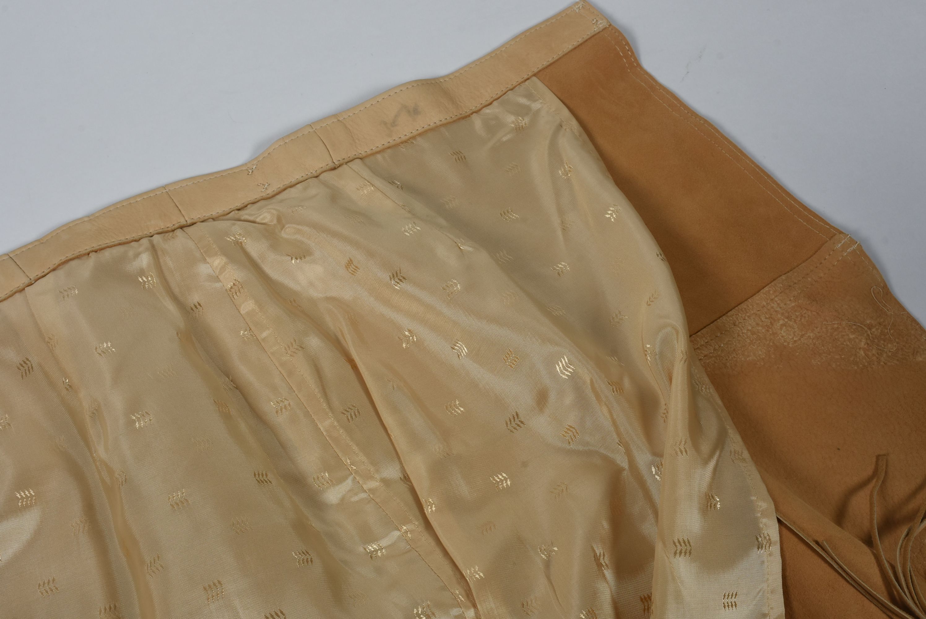 Good Medicine Collection Hand Painted Deer Skin Leather Ensemble in a Southwestern Motif with Fringe