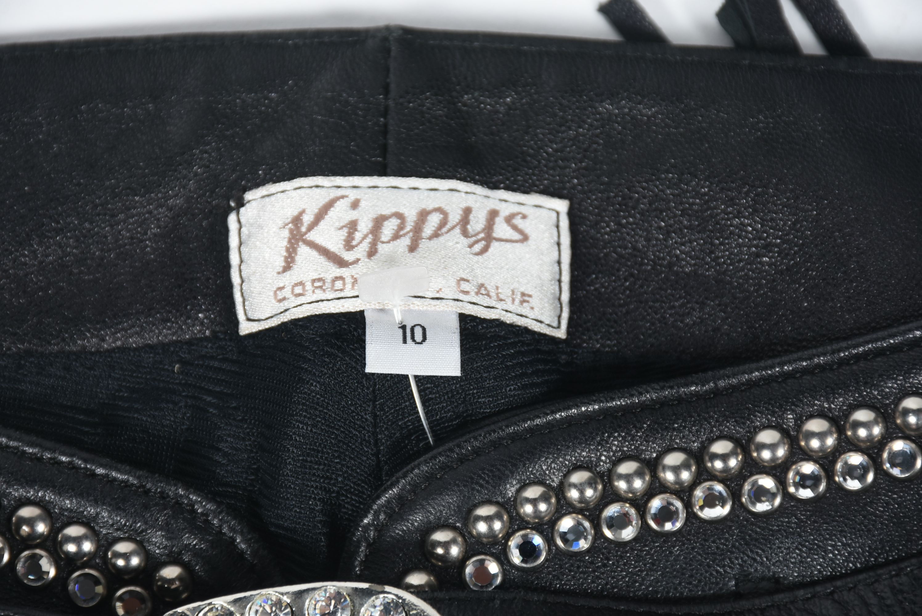 Kippy's of California Black Leather Embellished Motorcycle Pants with Fringe