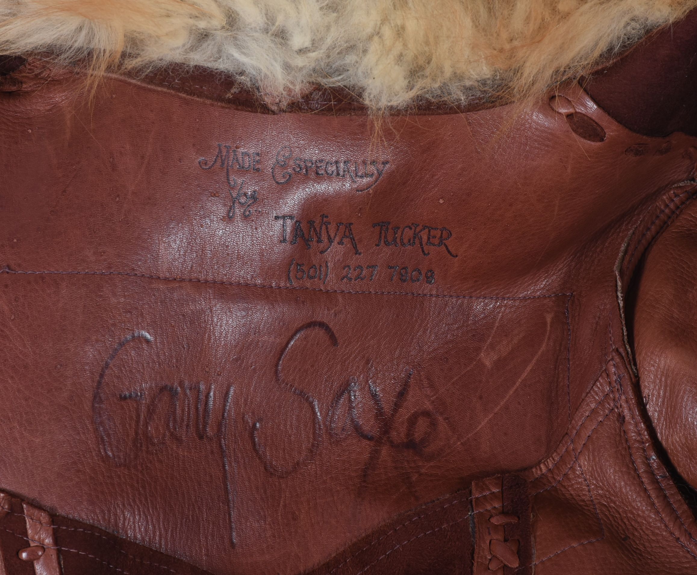 70s Vintage Gary Saxe Custom Made Suede, Leather and Dyed Fox Fur Coat Embellished with Beads