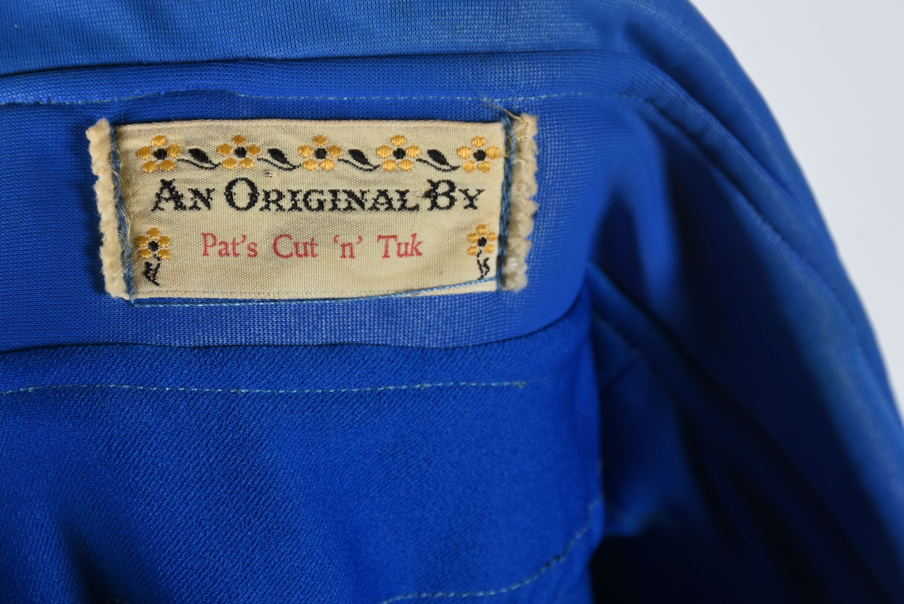 70s Vintage Western Dress Stage Ensemble in Blue with Fringe and Rhinestones