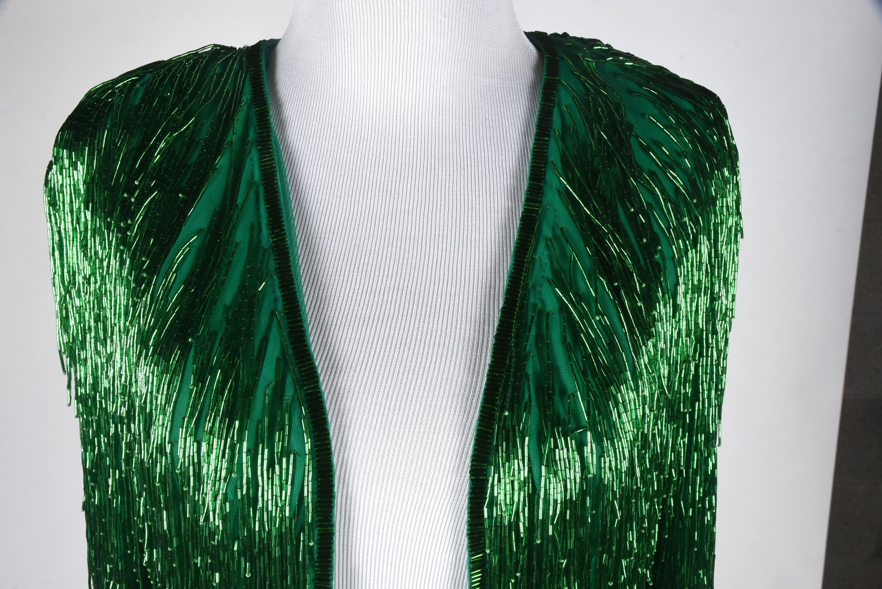 Vintage Sable of Dallas Emerald Green Beaded Evening Jacket