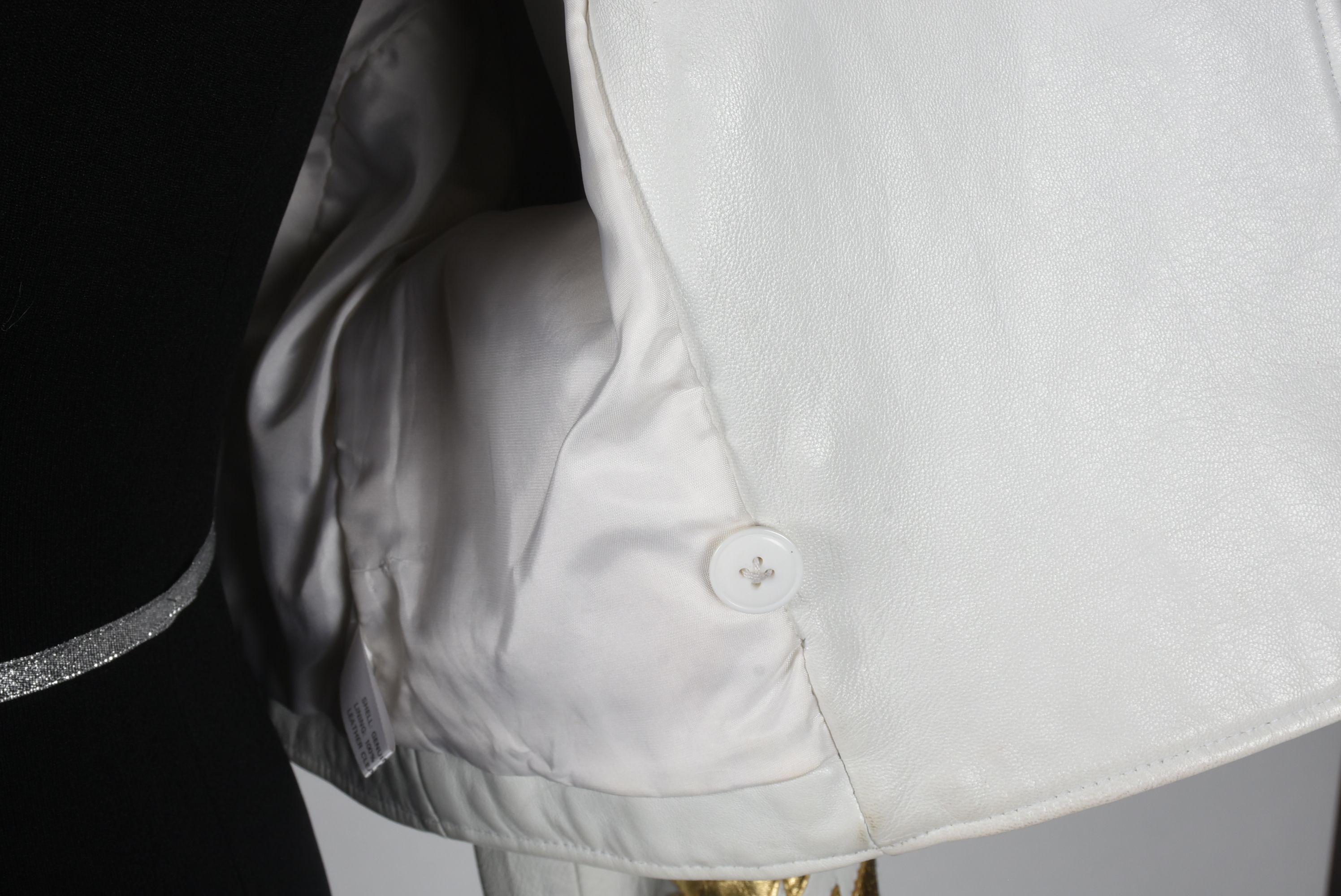 Michael Hoban of North Beach Leather White Leather Jacket with Gold Metallic Scrolls