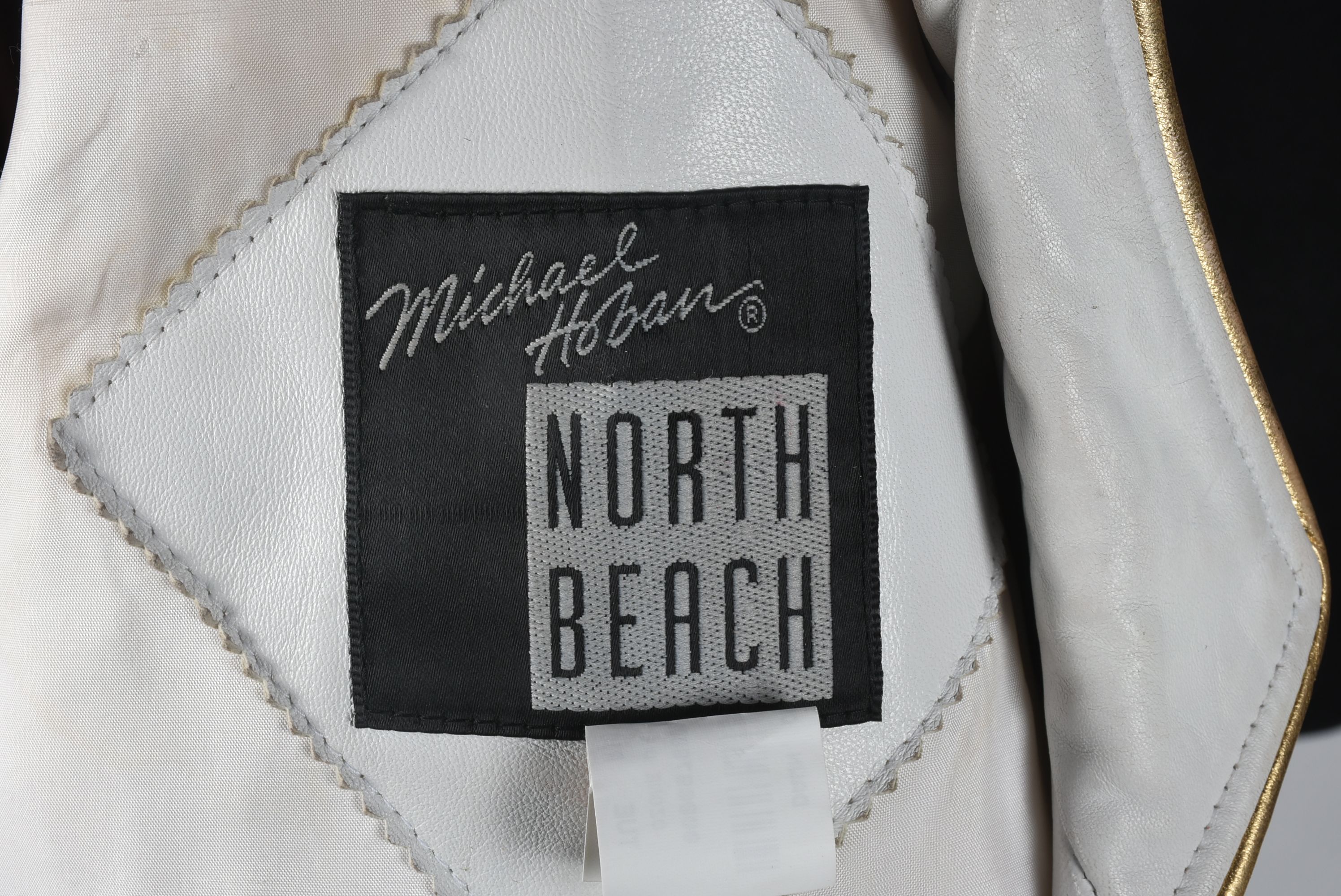 Michael Hoban of North Beach Leather White Leather Jacket with Gold Metallic Scrolls