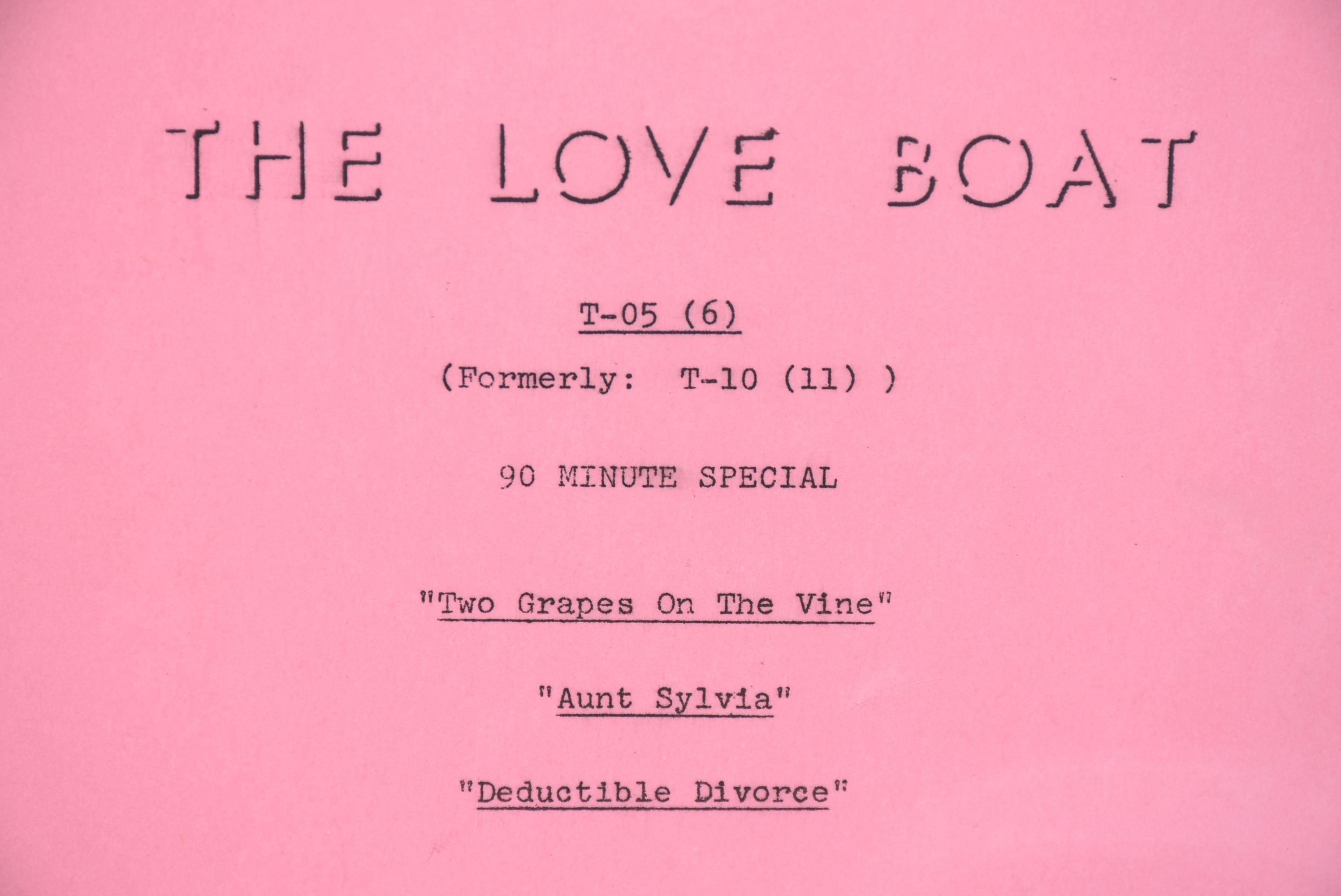 Final Draft of Television Script for "The Love Boat"